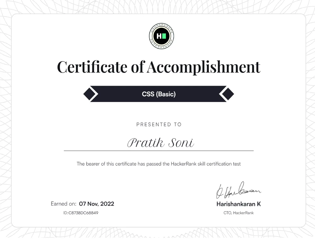 CSS Certificate